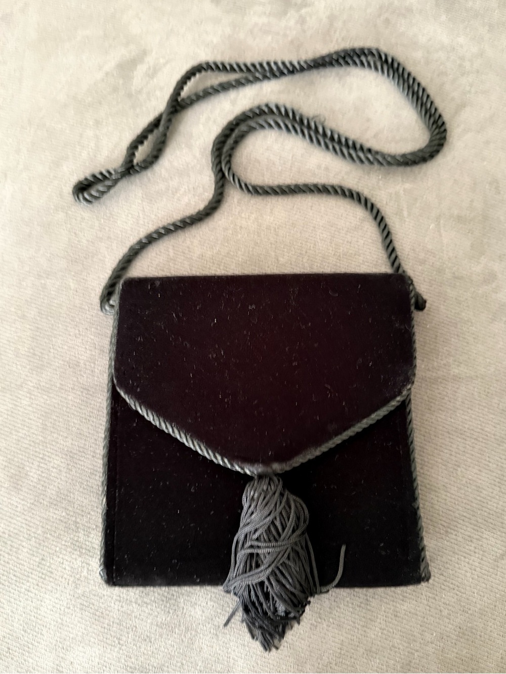 Vintage Timmy Woods of Beverly Hills Velvet Black Rope Tassel Evening Handbag